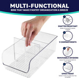 ELTOW 4-Pack Snack Organizer, 3-Compartment Plastic Bins with Removable Dividers, Chip & Food Storage for Pantry, Spices, Fridge, and Cabinet