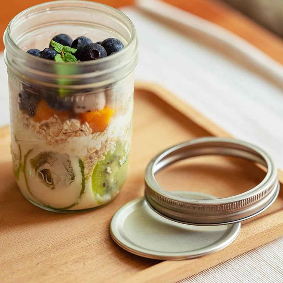 6 Pack 16 oz Wide Mouth Mason Jars with Airtight Lids and Bands for Fermenting, Pickling, Freezing, and Preserving