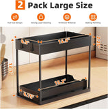 Simple Trending Under Sink Organizer 2-Pack, 2-Tier Pull-Out Sliding Storage Cabinet for Kitchen Bathroom, Black