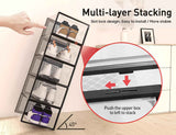 Kuject X-Large Clear Plastic Stackable 12-Pack Shoe Storage Boxes Black