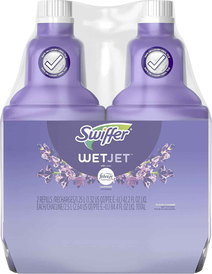 swiffer wetjet multi-surface floor cleaner with febreze refill 1.25 liter pack of 2