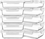 KOMUEE 10 Packs 30 oz Glass Meal Prep Containers,Glass Food Storage Containers with Lids,Airtight Lunch Bento Boxes,Microwave,Freezer and Dishwasher,Gray