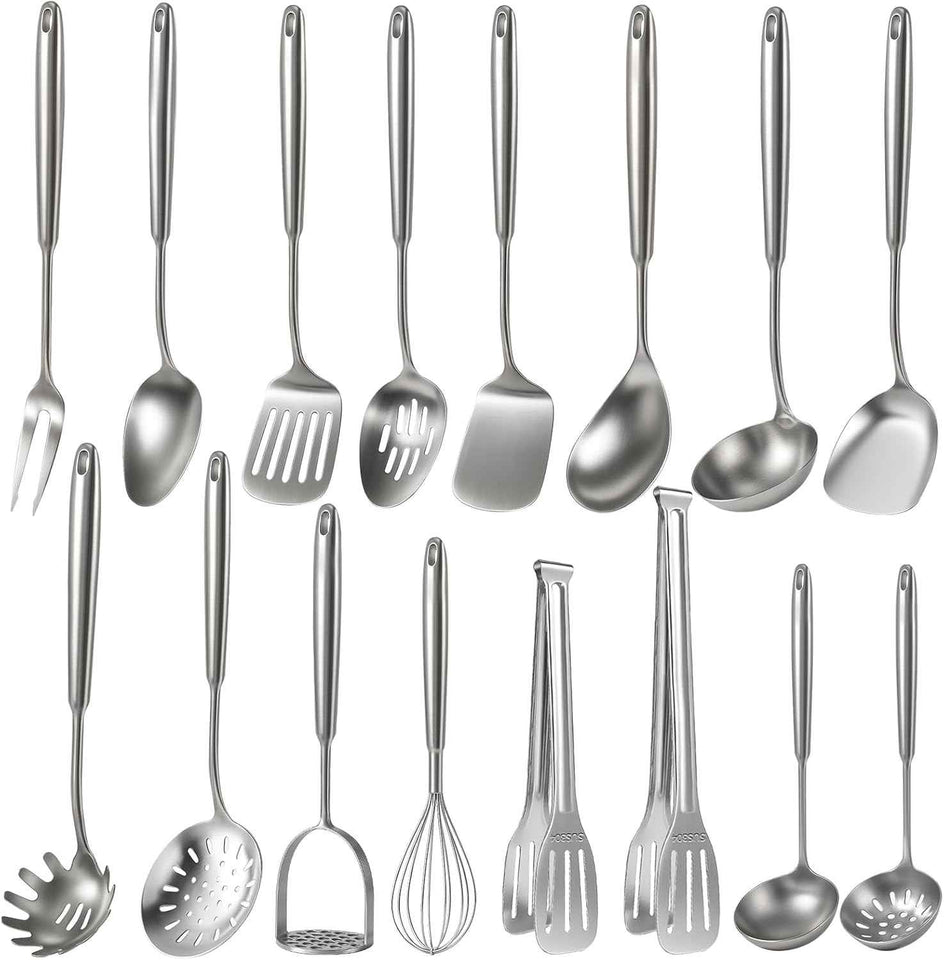 Newness 16 Pcs Stainless Steel Kitchen Utensils Set, Metal Kitchen Accessories