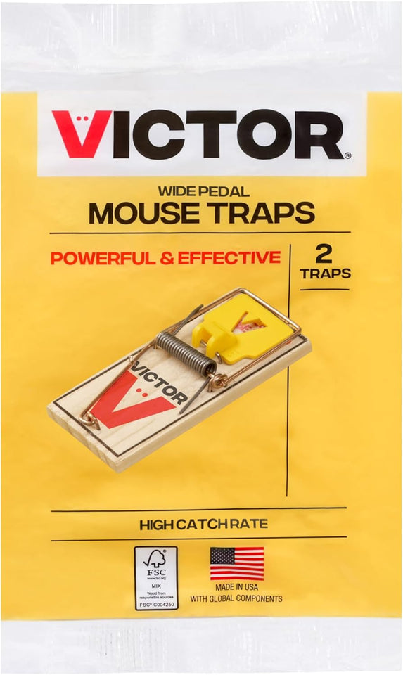 Victor Mouse Traps M035-12, Plastic Pedal, Sustainably Sourced FSC Wood, Wooden Mouse Traps, 12 Pack