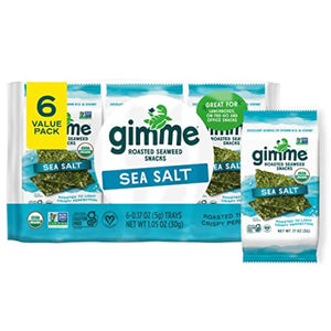 Gimme Seaweed Organic Roasted Seaweed Snacks Sea Salt 6 Count Keto Vegan Gluten-Free Healthy Snack