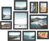 SONGMICS Picture Frames, Collage Picture Frames Set of 10, Two 8x10, Four 5x7, Four 4x6, Photo Frame for Wall Gallery Decor, Table Display, Christmas Gift, Rustic Brown URPF010X01