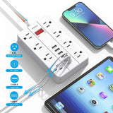 power strip with usb surge protector flat plug 8 outlets 6 usb ports 5ft extension cord wall mountable
