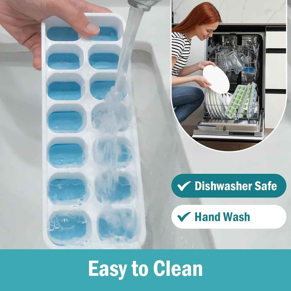 Ice Cube Trays for Freezer - 3 Pack 42 Cubes, Easy to Release Silicone Ice Trays with Spill-Resistant Lids, Reusable