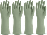 Rubber Cleaning Gloves for Dishwashing, 4 Pairs Reusable Kitchen Gloves for Washing Dishes and Household Cleaning, Colorful Dish Gloves with Flocked Lining and Non-Slip Grip, Pefect for Woman Men - M