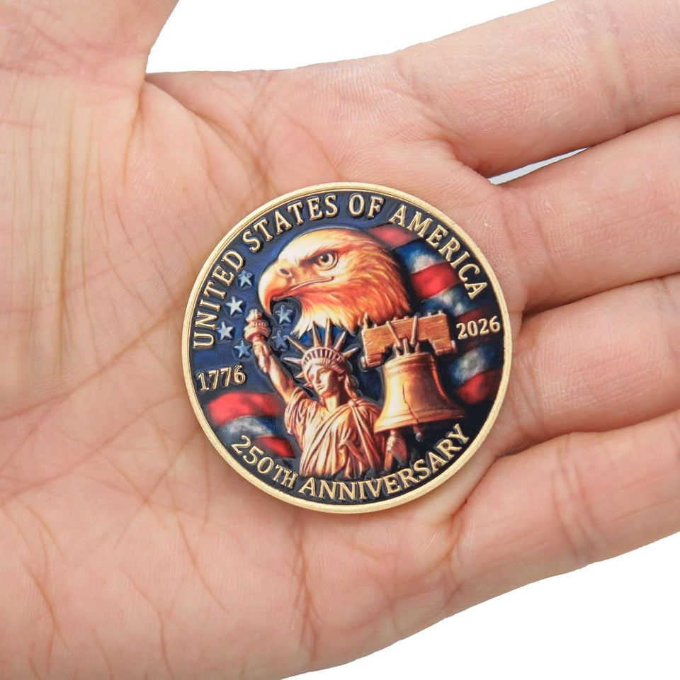 250 Anniversary Coin 250th Year American USA Anniversary Commemorative Coin Merch Merchandise with Case Collectible Gifts