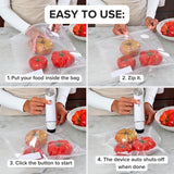 Chef Preserve Compact Vacuum Sealer for Food (Vacuum Sealer Machine + 30 Reusable Vacuum Bags) Powerful Handheld Vacuum Sealer Machine, Seal Meal Saver, Portable Food Sealer