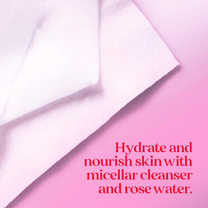 Burt's Bees 30 ct Rose Water Facial Towelettes, Hydrating Micellar Makeup Remover Wipes for All Skin Types, 3-Pack