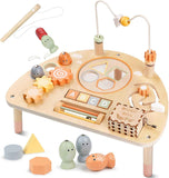 Montessori Wooden Sensory Play Table for Toddlers 1-3 Years, 8-in-1 Activity Center for 1-2 Year Old Girls and Boys