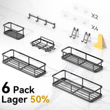YASONIC Shower Caddy Adhesive, 100% Rustproof Shower Organizer with Soap Holder, 6 Pack Large Capacity shower Shelves for Inside Shower, No Drilling Bathroom Organizers and Storage for Home Decor