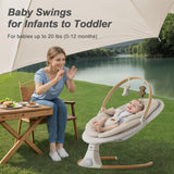 Baby Swings for Infants, Monamii Baby Swing, Infant Swing with 5 Speeds, 10 Lullabies, Electric Swing for Baby, Indoor & Outdoor Use (Beige)