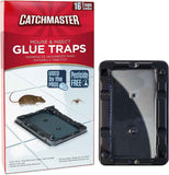 catchmaster 16pk mouse & insect glue traps, adhesive rodent & bug catcher for indoor pest control