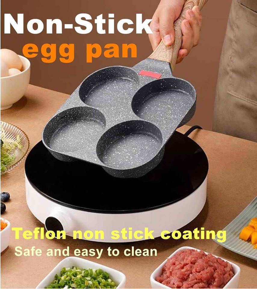 HUPECHAM 4-Cup Nonstick Egg Pan with Granite Coating for Gas Stove and Induction Cooktop