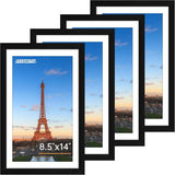 FIXSMITH 8x10 Picture Frame Set of 2, Photo Frame with HD Plexiglass, Display Pictures 5x7 with Mat or 8x10 Without Mat Multi Picture Frames Collage for Tabletop or Wall Display, Black