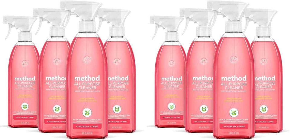 Method All-Purpose Cleaner Spray, Pink Grapefruit, Perfect for Most Counters, Tiles and More, 28 Fl Oz, (Pack of 4)