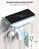 Mifaso 3-Sided Multi Plug Power Strip, Wall Extender with Shelf, Night Light & Surge Protector, USB Wall Charger with 5 AC Wide Space Outlets and 3 USB & 1 C Port, White