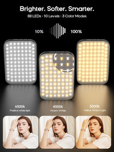 Selfie Light – Rechargeable Phone Light Clip with Digital Display, 3 Light Modes & 10 Brightness Levels for TikTok, Vlog, Makeup, Zoom