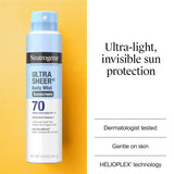 neutrogena ultra sheer body mist sunscreen spray, 3-pack, broad spectrum spf 70, non-greasy & water resistant