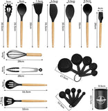 Silicone kitchen utensils set, 22-pc, non-stick, dishwasher safe, BPA free