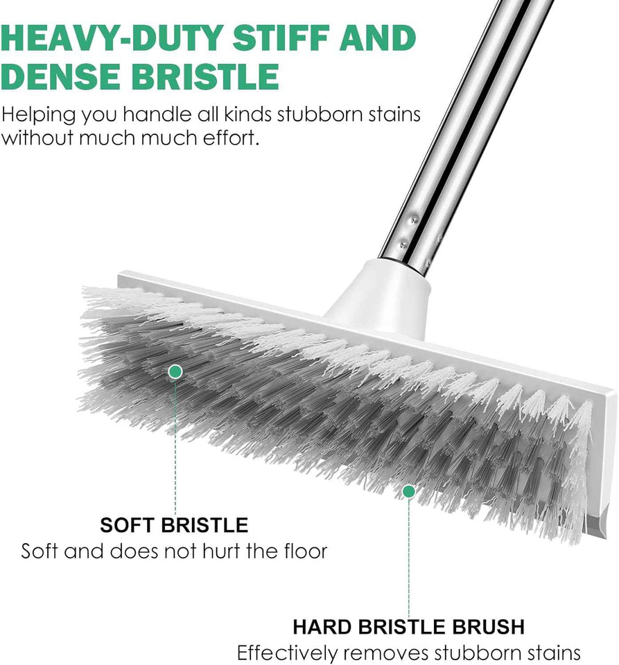 SetSail Floor Scrub Brush 51-Inch Adjustable Handle 2 in 1 Scrape Brush Stiff Bristle Floor Scrubber for Cleaning Shower Bathroom Garage Kitchen Wall Deck Tub Tile