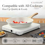 eslite life non-stick ceramic frying pan skillet, non-toxic egg omelette kitchen cooking pans compatible with all stovetops white 8