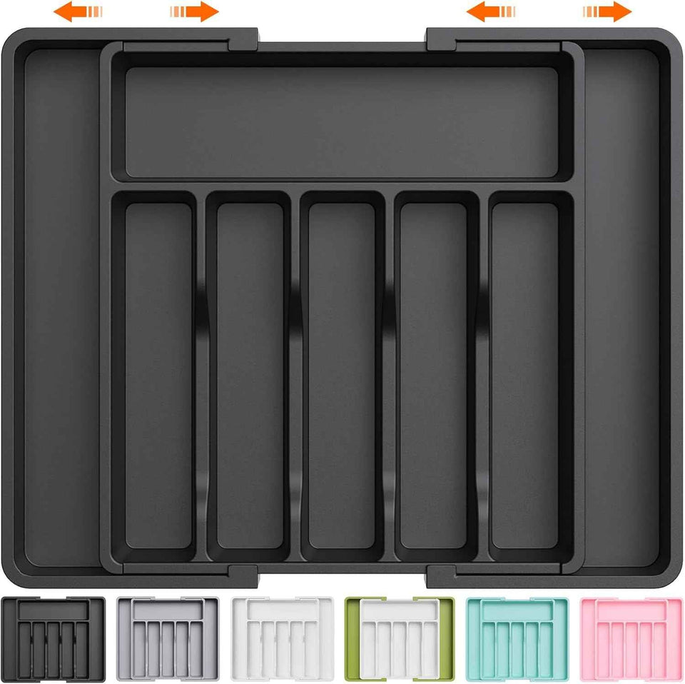 Lifewit Large Silverware Drawer Organizer - Expandable Utensil Tray for Kitchen, Adjustable Storage
