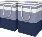 HomeHacks 2 Pack Large Laundry Baskets, Waterproof, Freestanding Laundry Hampers, Collapsible Clothes Hamper with Reinforced Handles in Laundry Room, College Dorm, Bathroom, Bedroom (Grey, 75Lx2)