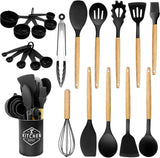 Silicone kitchen utensils set, 22-pc, non-stick, dishwasher safe, BPA free