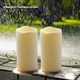 2PACK Outdoor Plastic flameless Candles with Remote Control and Timer, LED Flickering Battery Operated Electric Pillar Candles (D3 xH5.5) for Camping, Weddings, Home Decoration