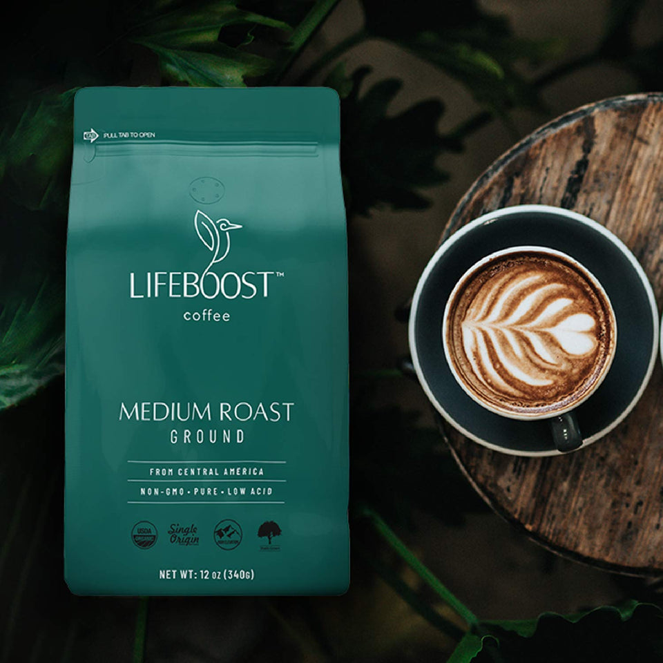 lifeboost medium roast coffee 12 ounces usda organic non-gmo single origin low acid