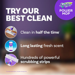 Swiffer PowerMop Multi-Surface Cleaning Kit with Rechargeable Handle and Fresh Scent Solution for Hardwood, Tile, and Laminate Floors