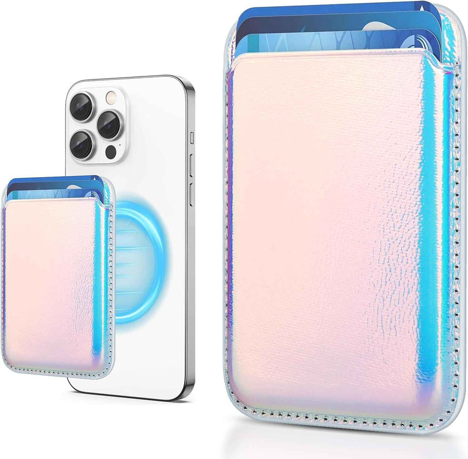 Stronger Magnetic RFID Leather Mag-Safe Card Holder for iPhone 16 Series, Mag-Safe Accessories Stick on Series of iPhone 17/16/15/14/13/12 and Pro/Promax, Black