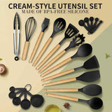 22 Pcs Silicone Kitchen Cooking Utensils Set, 446°F Heat Resistant Non-Stick Silicone Spatula Sets,Spoon,Kitchen Utensil Gadgets Tools Set Kitchen Gadgets for Cookware,Dishwasher Safe BPA Free