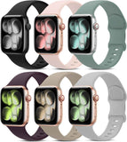 6 Pack Sport Bands Compatible with Apple Watch Band 38mm 40mm 41mm 42mm 44mm 45mm 49mm 46mm,Silicone Waterproof Strap for iWatch Apple Watch Series 11 10 9 Ultra 8 7 6 5 4 3 2 1 SE Women Men