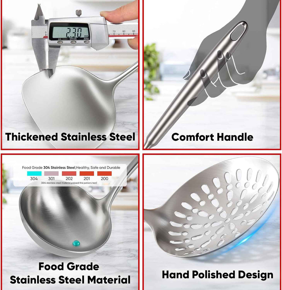 Newness 16 Pcs Stainless Steel Kitchen Utensils Set, Metal Kitchen Accessories