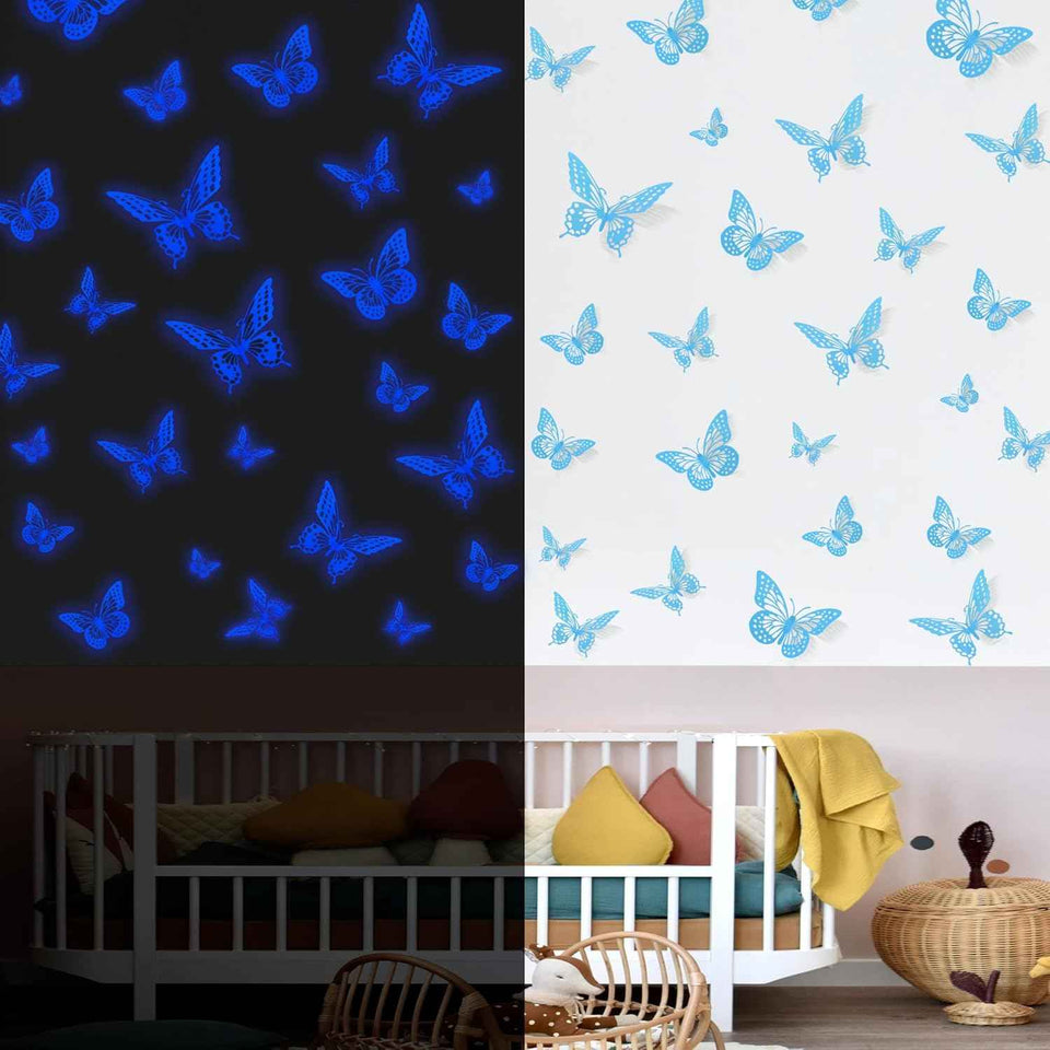 SAOROPEB 3D Butterfly Wall Decor - 48 Pcs, 4 Styles, 3 Sizes, Gold Butterfly Decorations for Birthday & Party Celebrations, Removable Stickers
