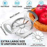 4.72 Inch Extra Large Apple Slicer with 12 Blades - Professional Heavy Duty Apple Cutter -304 Stainless Steel Apple Corer Tool - Sharp Apple Slicer and Corer - Easy to Use - Dishwasher Safe