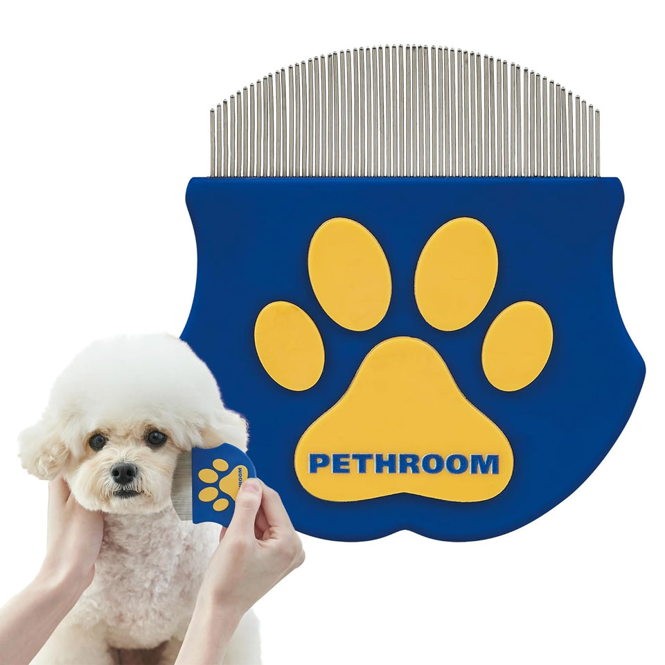PETHROOM Professional Eye Comb for Pets | Stainless Steel Tear Stain Remover for Cats & Dogs | Gentle Round-Head Grooming Tool | Compact & Portable for Eye Gunk Removal
