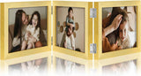 decorUhome Triple 4x6 Picture Frame Vertical, Engineered Wood Trifold Photo Frame with Plexiglass for Tabletop Display, 4x6, Black