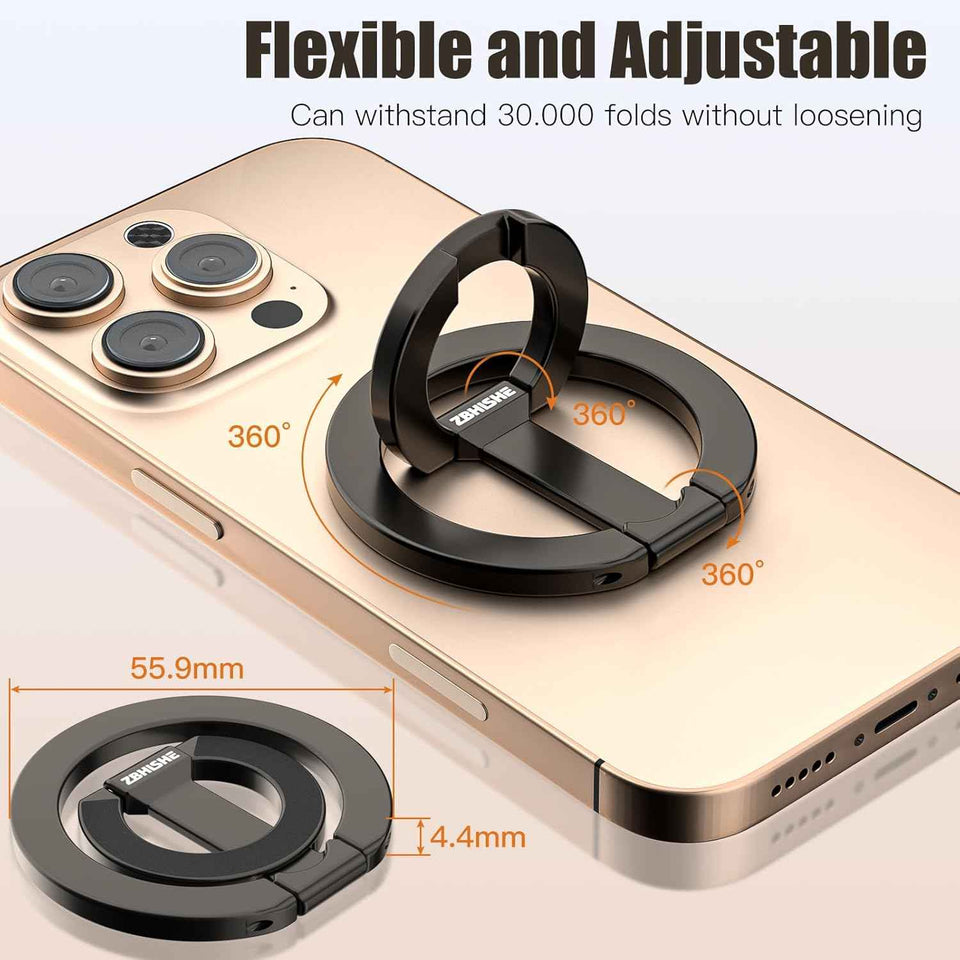 Magnetic Phone Ring for MagSafe Grip Super Magnet Compatible with iPhone 17 Pro Max Plus and More, Grey