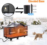 texsens weatherproof large outdoor cat shelter with roof window & cozy cushion