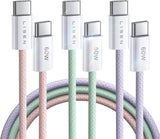 Lisen 5-pack usb c to c cable, 60w fast charging, 10ft for iphone 17, ipad, galaxy s25/s24