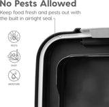 IRIS USA Dog Food Storage Container, 30 lbs & 11 lbs Combo, Cat Food Storage Container, Dog Treat Container, Airtight, Stackable, 2-Cup Scoop, Wheels, Easy Mobility, Black