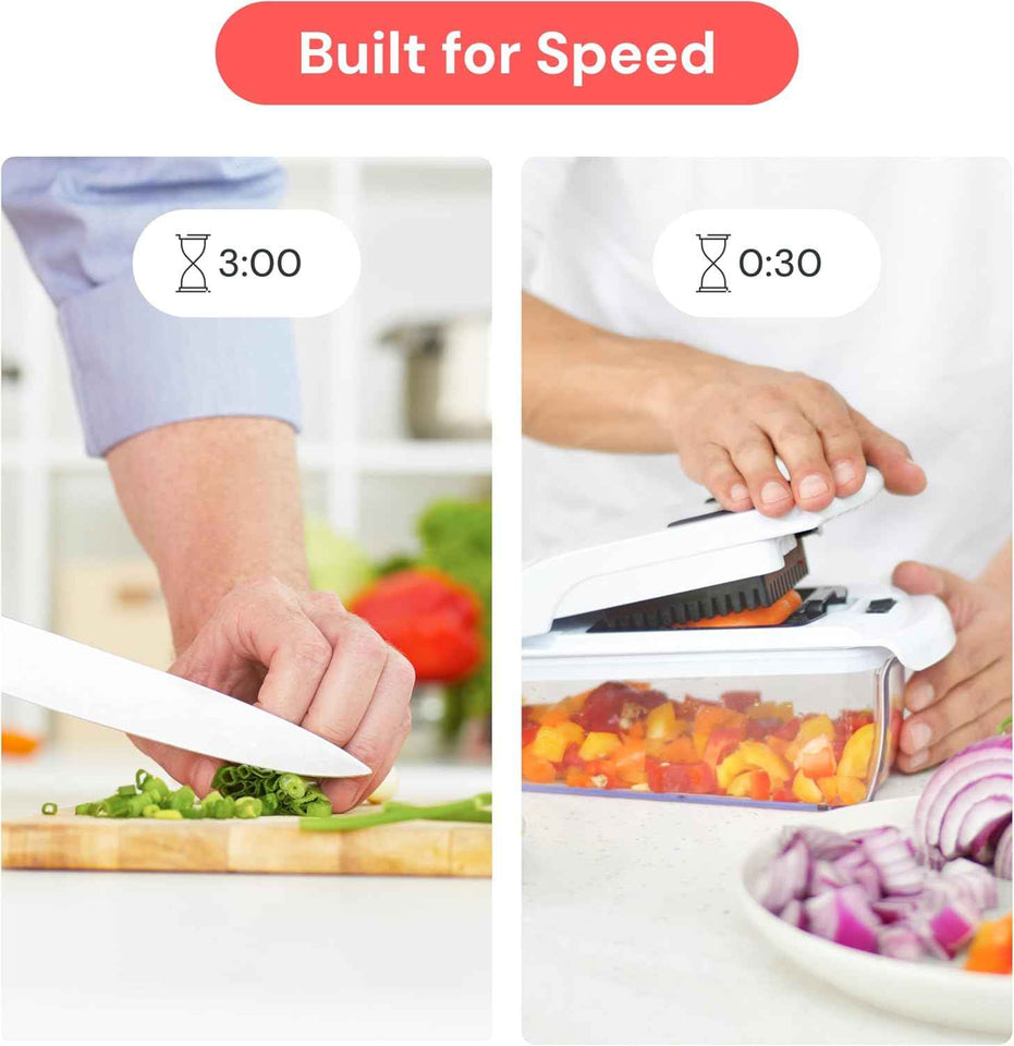 Fullstar 4-in-1 Vegetable Chopper, Spiralizer, Food Chopper with Container, Fruit Slicer, Kitchen Gadgets & Accessories, Home Essentials, White