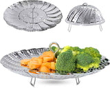 Vegetable Steamer Basket, Premium Stainless Steel Veggie Steamer Basket - Folding Expandable Steamers to Fits Various Size Pot Small by SAYFINE (5.5" to 9.2")