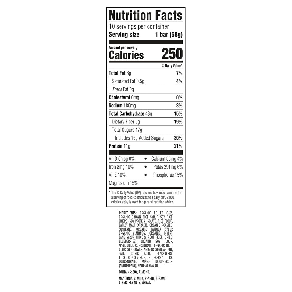CLIF BAR Energy Protein Bars Blueberry Almond Crisp 10 pack Non-GMO Energy Bars with Organic Oats